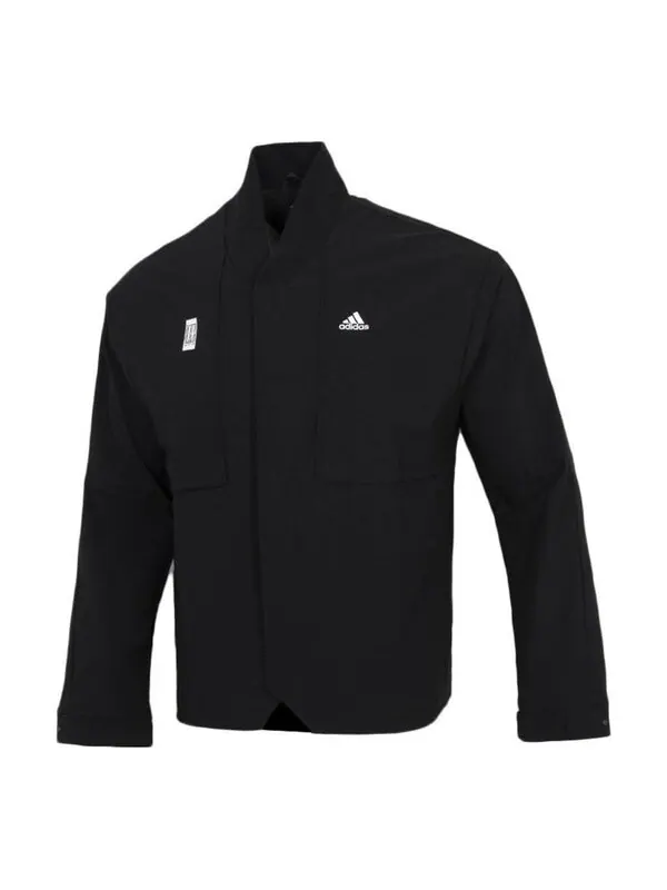Куртка adidas Splicing Solid Color Athleisure Casual Sports Jacket Black — изображение 1 из 4, черный