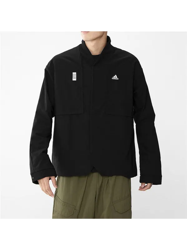 Куртка adidas Splicing Solid Color Athleisure Casual Sports Jacket Black — изображение 3 из 4, черный