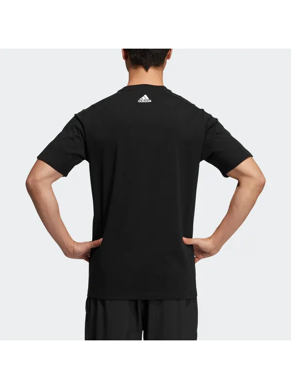 Футболка fi 3bar tee logo casual sports round neck short sleeve black Adidas — изображение 3 из 4, черный