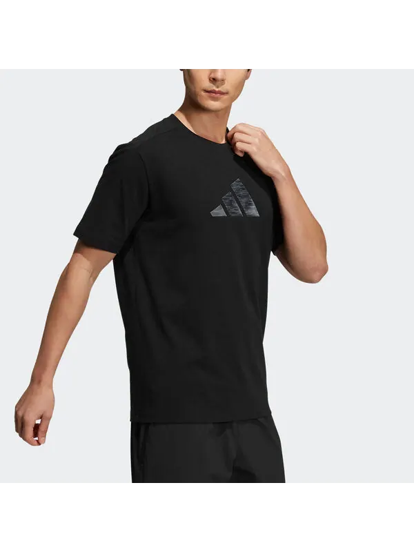 Футболка fi 3bar tee logo casual sports round neck short sleeve black Adidas — изображение 4 из 4, черный