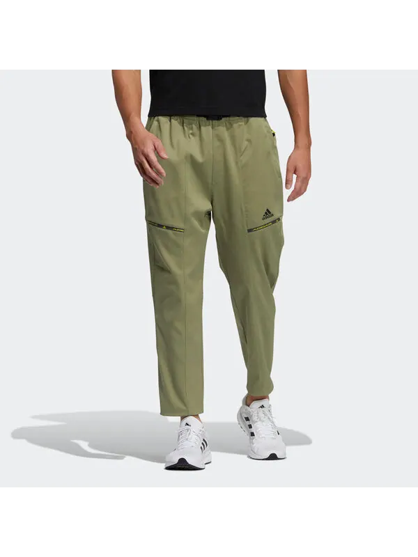 Спортивные штаны Men's adidas Th Qckdraw Pnt Running Training Woven Lacing Sports — изображение 2 из 4, зеленый