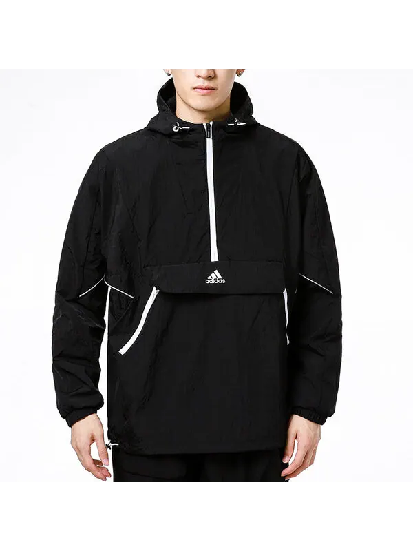 Куртка adidas Athleisure Casual Sports hooded Training Knit Jacket Black — изображение 3 из 4, черный