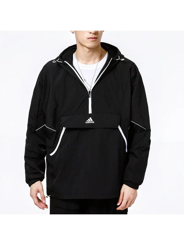Куртка adidas Athleisure Casual Sports hooded Training Knit Jacket Black — изображение 4 из 4, черный