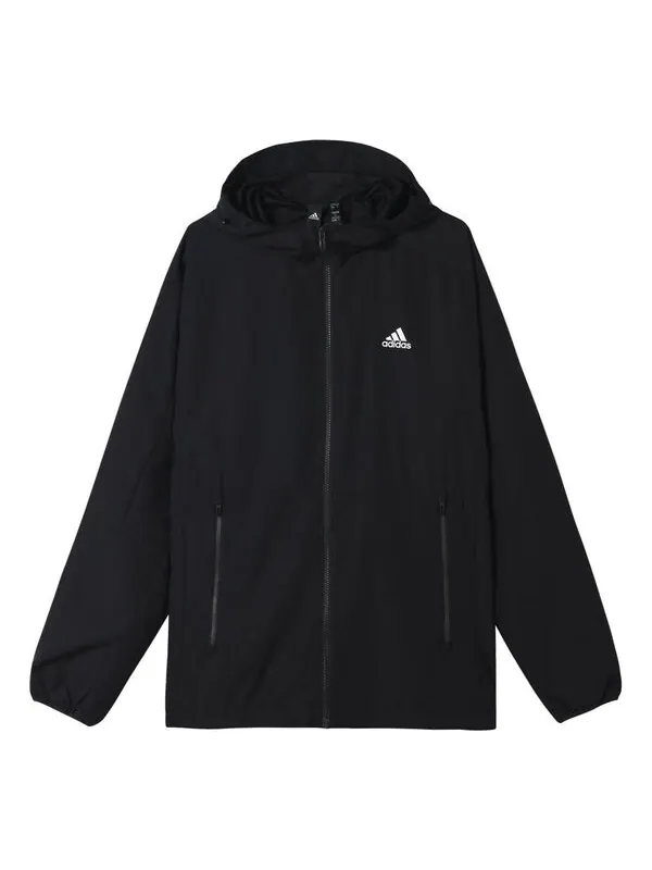 Куртка sports long sleeves woven windproof hooded logo jacket black Adidas — изображение 1 из 4, черный