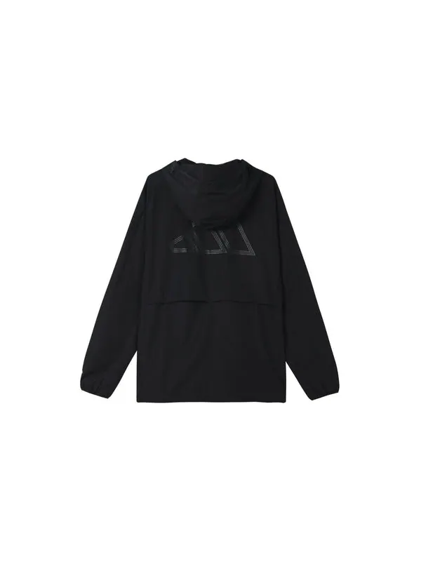 Куртка sports long sleeves woven windproof hooded logo jacket black Adidas — изображение 2 из 4, черный