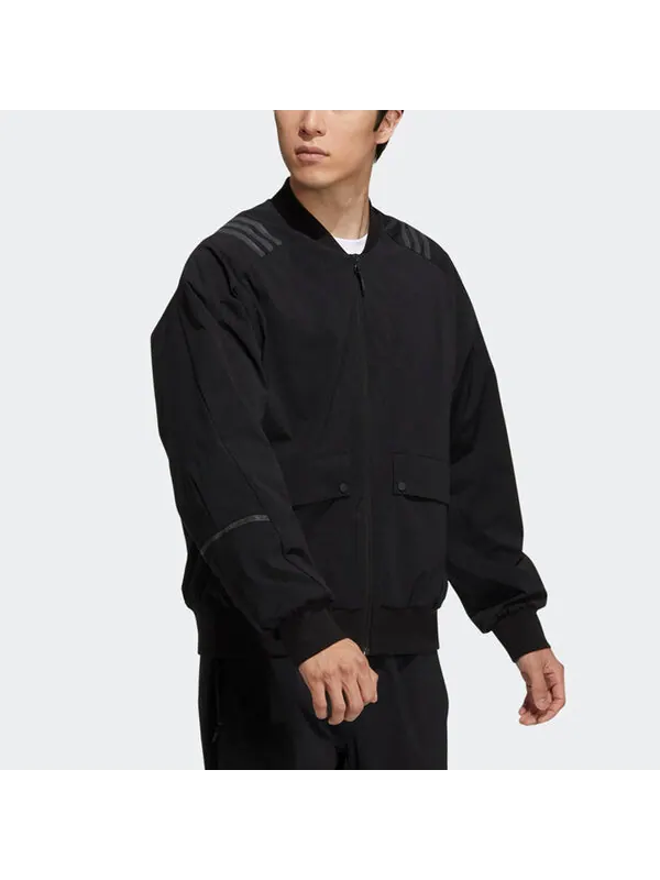 Куртка Men's adidas Sports Stylish Solid Color Logo Minimalistic Jacket Black — изображение 2 из 3, черный