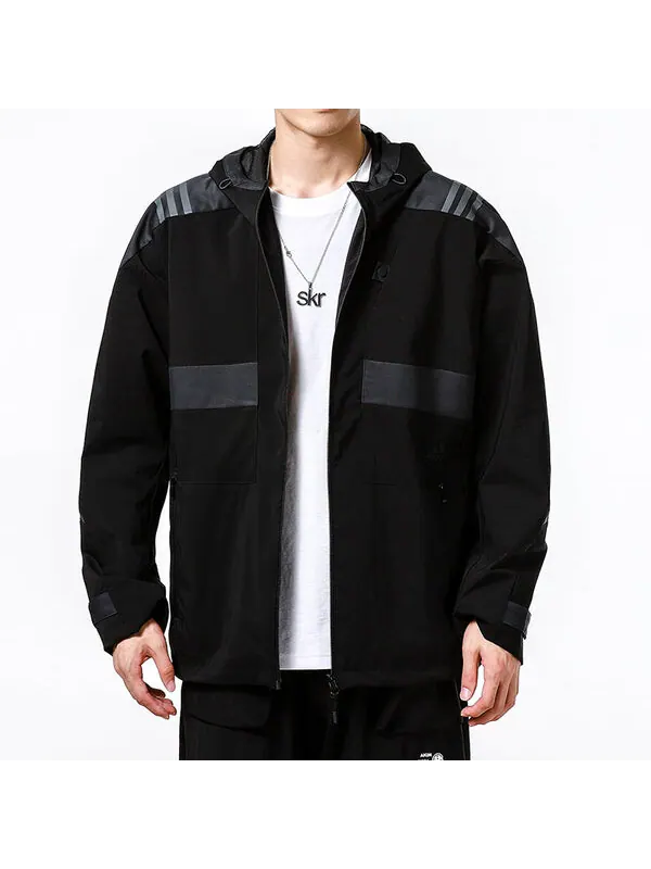 Куртка adidas Athleisure Casual Sports hooded Training Knit Jacket Black — изображение 3 из 4, черный