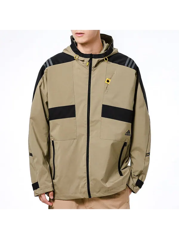 Куртка adidas Athleisure Casual Sports hooded Training Knit Jacket Khaki — изображение 3 из 4, хаки