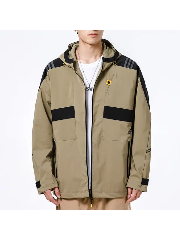 Куртка adidas Athleisure Casual Sports hooded Training Knit Jacket Khaki — изображение 4 из 4, хаки