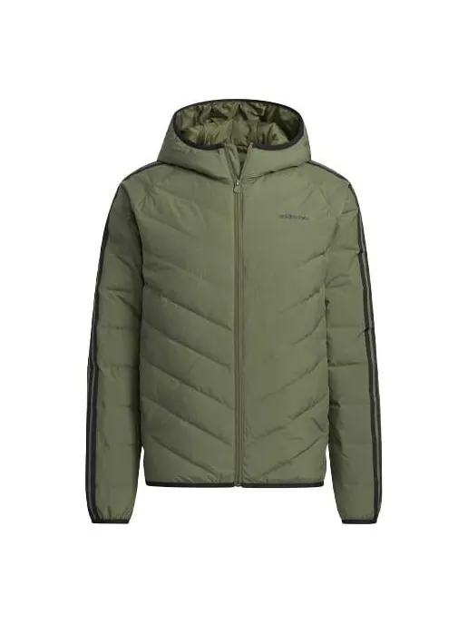 Пуховик Men's adidas neo 3s Lw Down Jk Stay Warm Sports Hooded Down Jacket Dark Olive Green — изображение 1 из 4, мульти