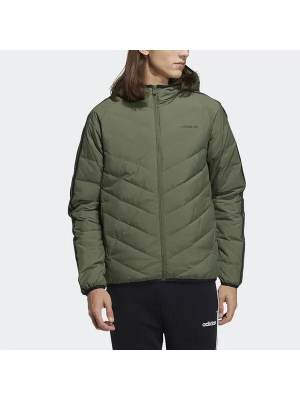 Пуховик Men's adidas neo 3s Lw Down Jk Stay Warm Sports Hooded Down Jacket Dark Olive Green — изображение 4 из 4, мульти