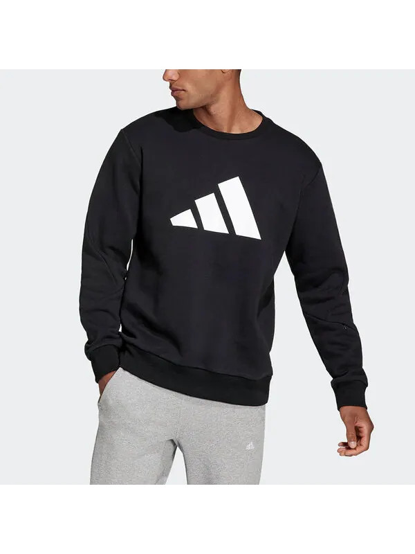 Толстовка Men's adidas Fi Wtr Crew Large Logo Printing Sports Round Neck Pullover Black — изображение 2 из 4, черный