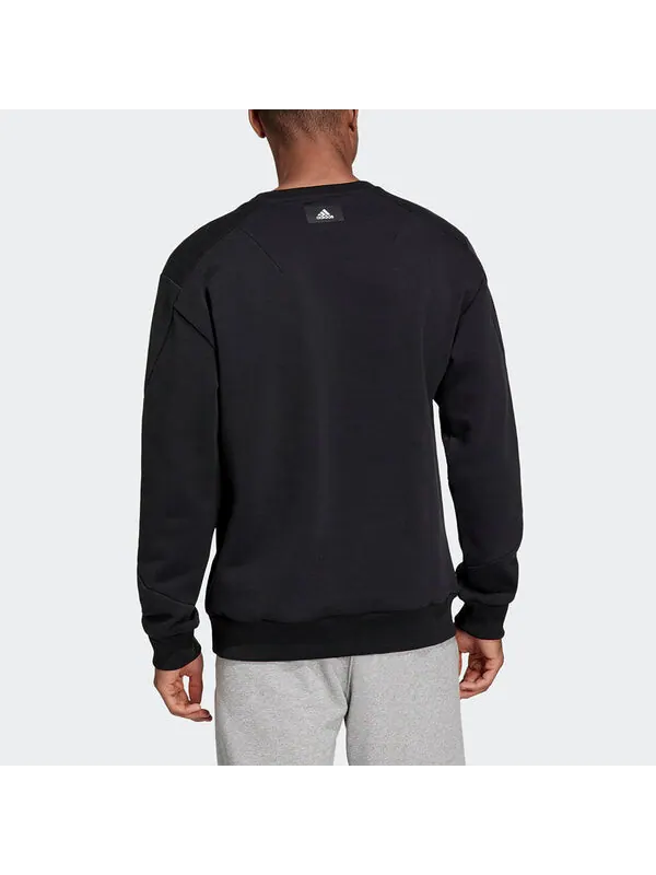 Толстовка Men's adidas Fi Wtr Crew Large Logo Printing Sports Round Neck Pullover Black — изображение 3 из 4, черный