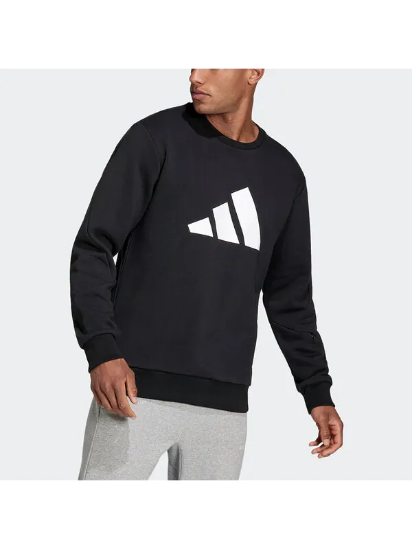 Толстовка Men's adidas Fi Wtr Crew Large Logo Printing Sports Round Neck Pullover Black — изображение 4 из 4, черный