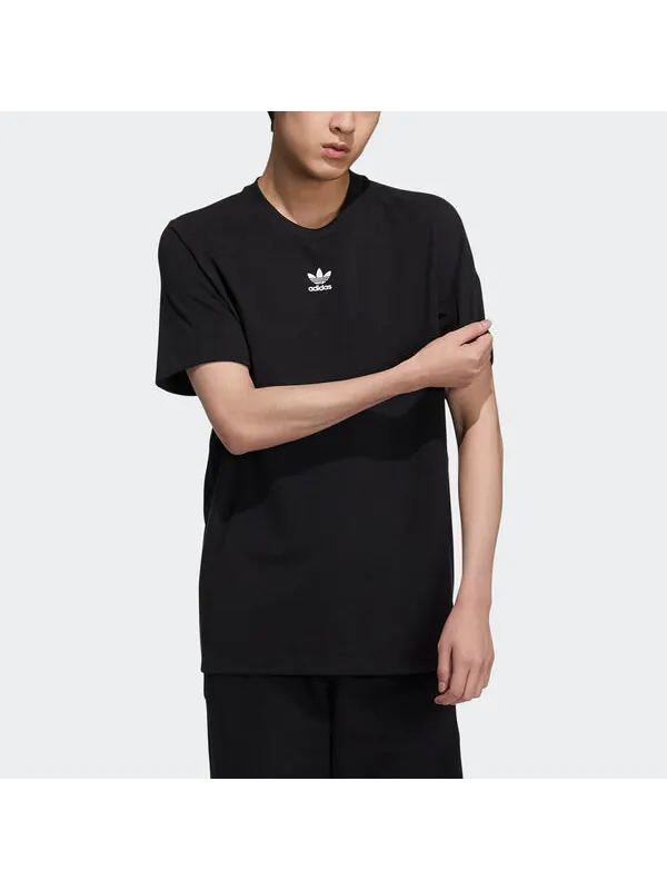 Футболка Men's adidas originals Ts Ss Tee Logo Printing Round Neck Sports Short Sleeve Black T-Shirt — изображение 2 из 4