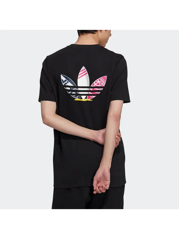 Футболка Men's adidas originals Ts Ss Tee Logo Printing Round Neck Sports Short Sleeve Black T-Shirt — изображение 3 из 4