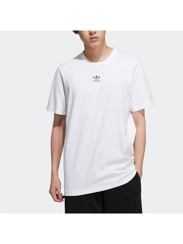Футболка originals ts ss tee logo printing sports round neck short sleeve white Adidas — изображение 2 из 4, белый