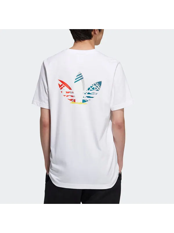 Футболка originals ts ss tee logo printing sports round neck short sleeve white Adidas — изображение 3 из 4, белый
