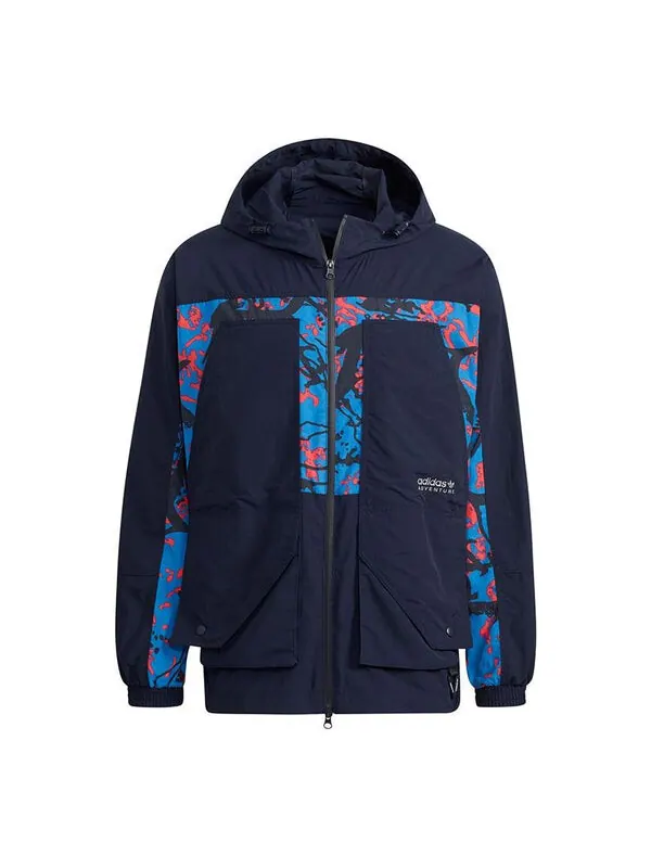 Куртка Men's adidas originals Adv Wb Printing Splicing Sports Jacket Legendary Ink Blue — изображение 1 из 4, синий