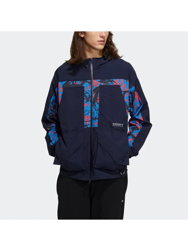 Куртка Men's adidas originals Adv Wb Printing Splicing Sports Jacket Legendary Ink Blue — изображение 2 из 4, синий