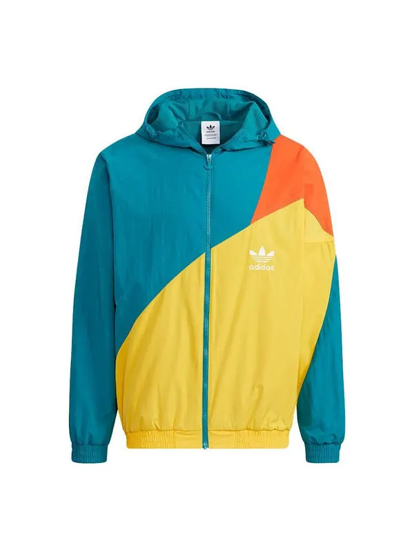 Куртка adidas originals Ts Wb Logo Printing Colorblock hooded track Jacket Green — изображение 1 из 4, мульти