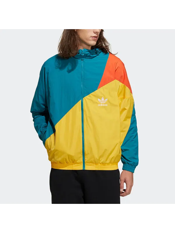 Куртка adidas originals Ts Wb Logo Printing Colorblock hooded track Jacket Green — изображение 2 из 4, мульти