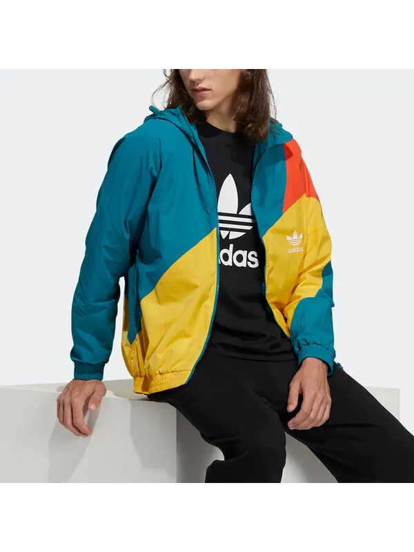 Куртка adidas originals Ts Wb Logo Printing Colorblock hooded track Jacket Green — изображение 4 из 4, мульти