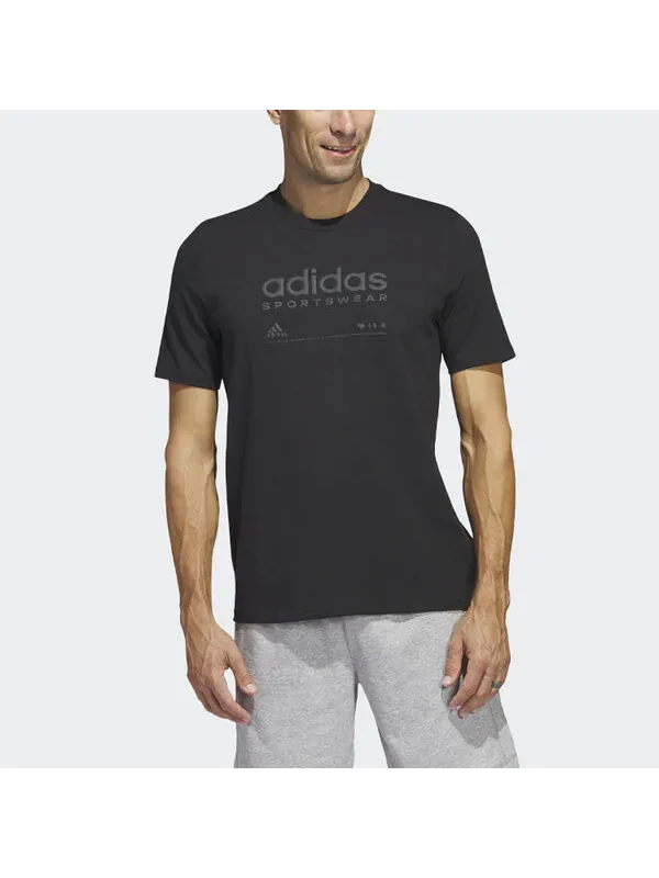 Футболка с рисунком в стиле лаунж Adidas — изображение 2 из 4, черный