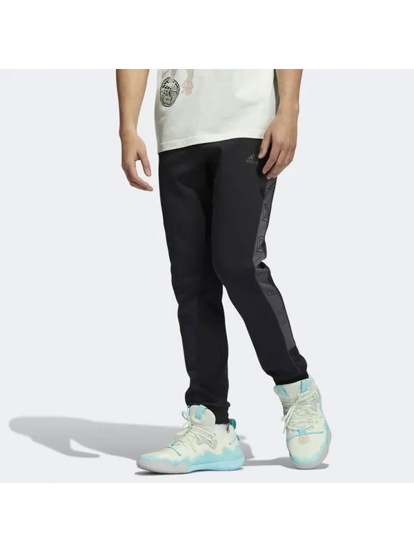 Спортивные штаны Men's adidas James Harden Side Polar Fleece Basketball Sports Bundle Feet Black — изображение 2 из 4, черный