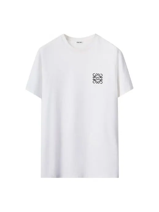 Футболка Men's LOEWE Anagram Embroidered Cotton Round Neck Short Sleeve White — изображение 1 из 4, белый