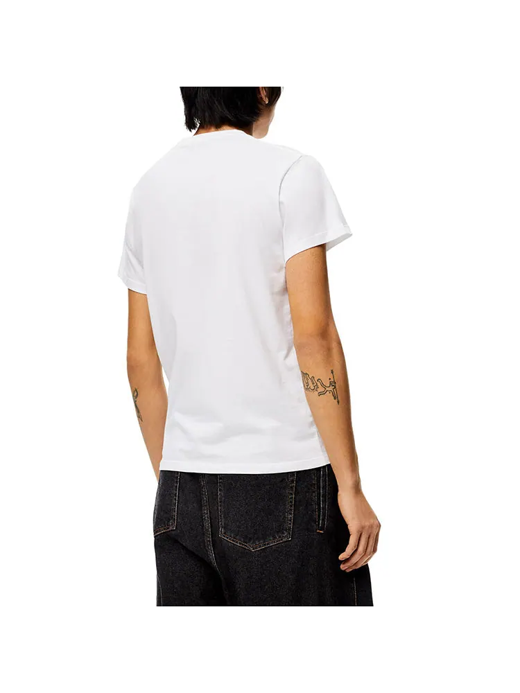 Футболка Men's LOEWE Anagram Embroidered Cotton Round Neck Short Sleeve White — изображение 3 из 4, белый