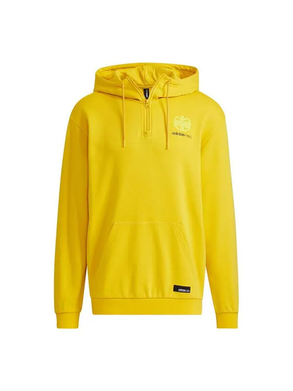 Толстовка Men's adidas neo Ss Jan Hdy 2 Logo Printing Half Zipper Sports Pullover Yellow — изображение 1 из 4, желтый