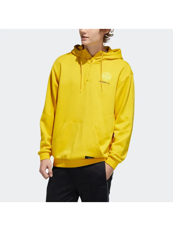 Толстовка Men's adidas neo Ss Jan Hdy 2 Logo Printing Half Zipper Sports Pullover Yellow — изображение 2 из 4, желтый