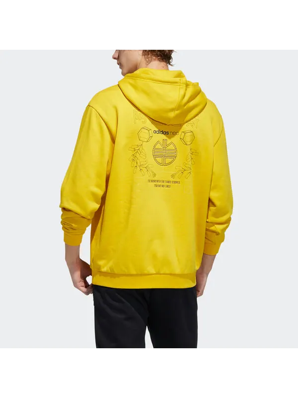Толстовка Men's adidas neo Ss Jan Hdy 2 Logo Printing Half Zipper Sports Pullover Yellow — изображение 3 из 4, желтый