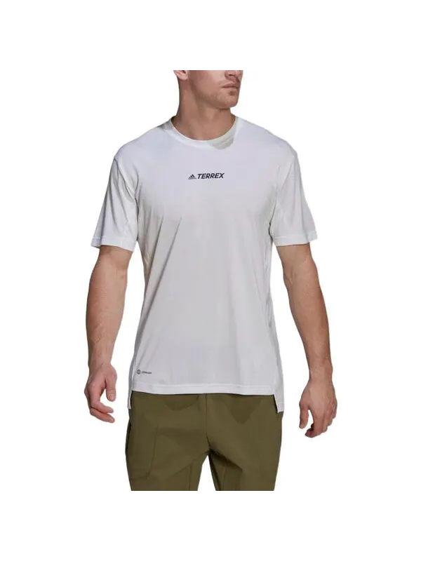 Футболка Men's adidas Solid Color Logo Round Neck Pullover Short Sleeve White T-Shirt — изображение 2 из 4, мульти