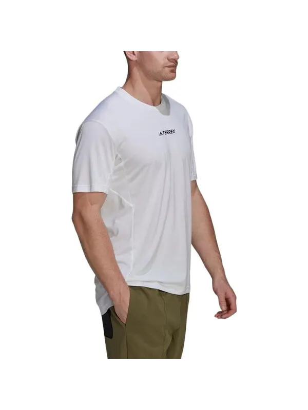 Футболка Men's adidas Solid Color Logo Round Neck Pullover Short Sleeve White T-Shirt — изображение 4 из 4, мульти