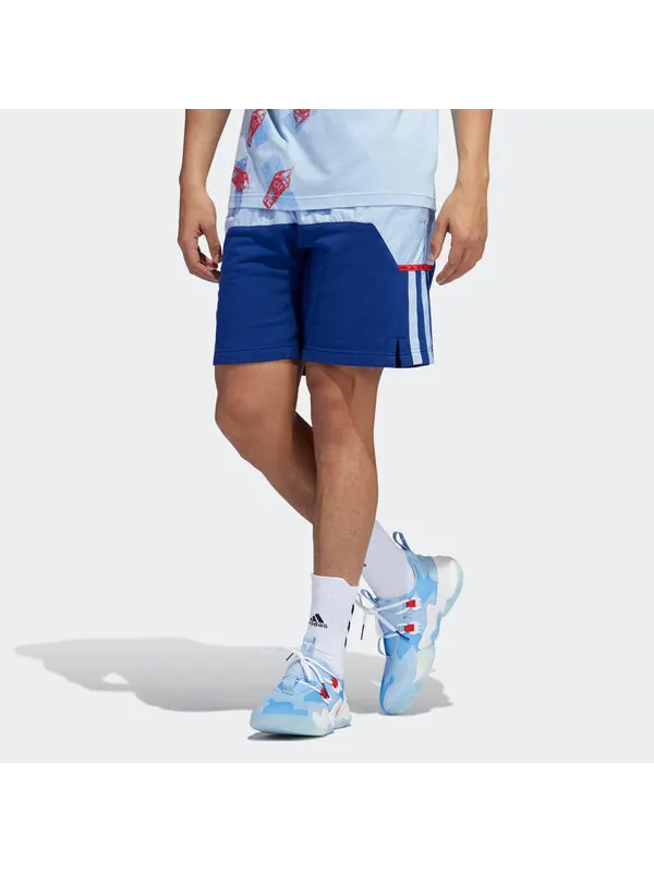 Шорты trae short colorblock basketball sports shorts blue Adidas — изображение 2 из 4, синий
