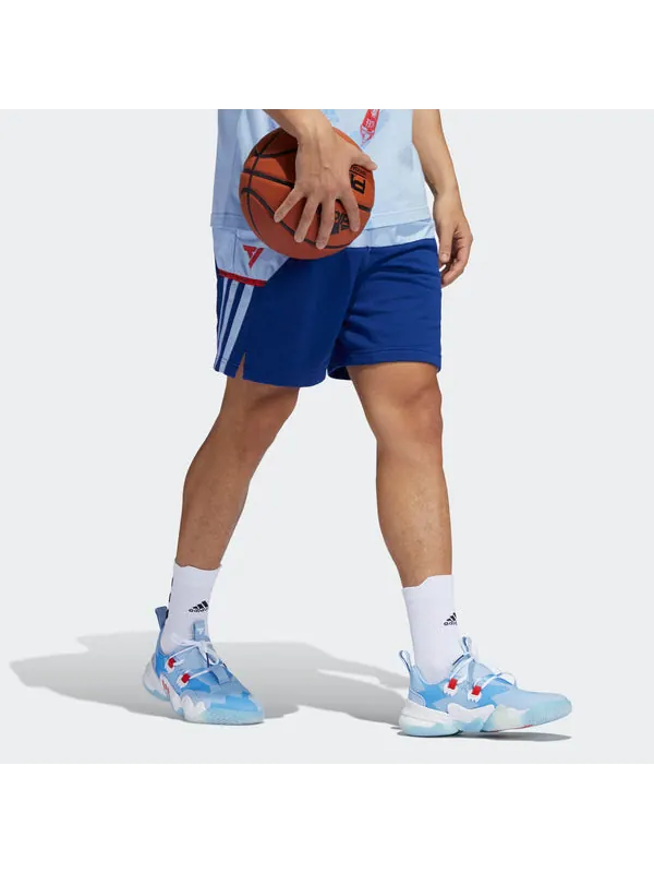Шорты trae short colorblock basketball sports shorts blue Adidas — изображение 4 из 4, синий