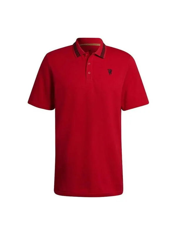 Футболка adidas Manchester United Soccer/Football Sports Solid Color Short Sleeve Polo Shirt Red — изображение 1 из 4, мульти