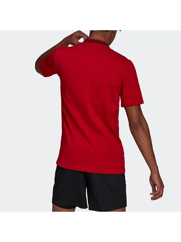 Футболка adidas Manchester United Soccer/Football Sports Solid Color Short Sleeve Polo Shirt Red — изображение 3 из 4, мульти
