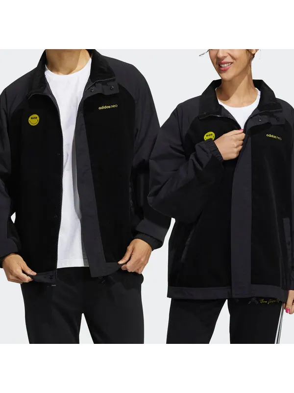 Куртка adidas neo U Smly Jkt Colorblock Casual Stand Collar Jacket Black — изображение 3 из 4, черный