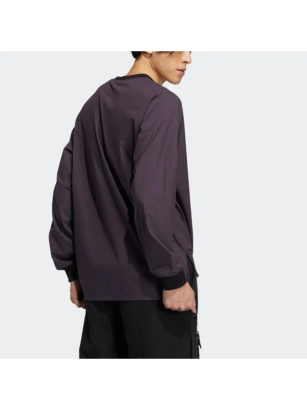 Футболка originals prem wvn ls tee chest zipper pocket pullover round neck long sleeves purple Adidas — изображение 3 из 4