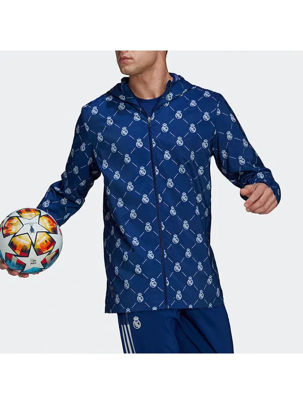 Куртка adidas Soccer/Football Sports Hooded Jacket Real Madrid Blue — изображение 2 из 4, мульти