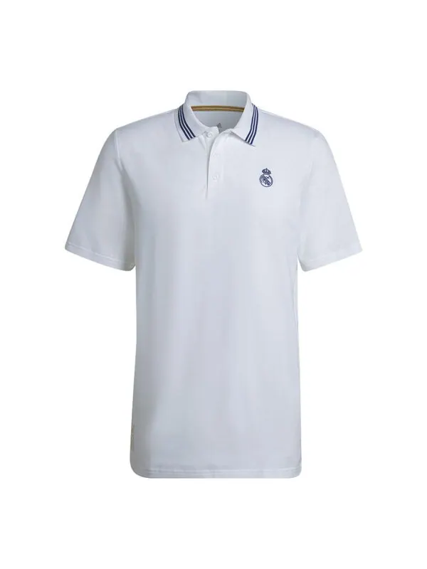 Футболка adidas real Madrid Solid Color Stripe Casual Short Sleeve Polo Shirt White — изображение 1 из 4, мульти