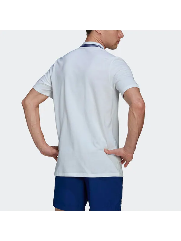 Футболка adidas real Madrid Solid Color Stripe Casual Short Sleeve Polo Shirt White — изображение 3 из 4, мульти