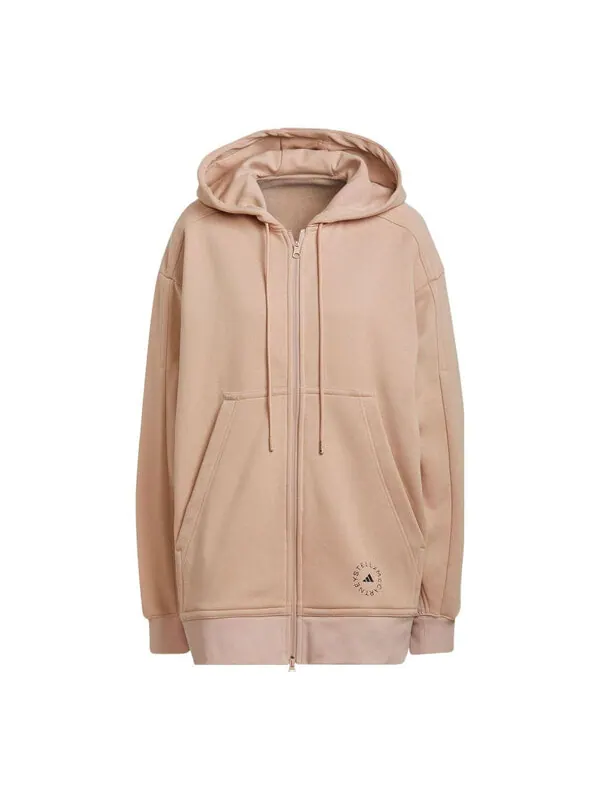 Толстовка by stella mccartney logo print zip-up hoodie 'beige' Adidas — изображение 1 из 3, бежевый