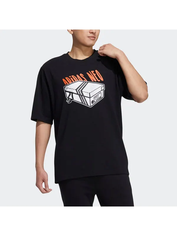 Футболка neo m brlv tee1 повседневные спортивные дышащие с коротким рукавом Adidas — изображение 2 из 4, черный