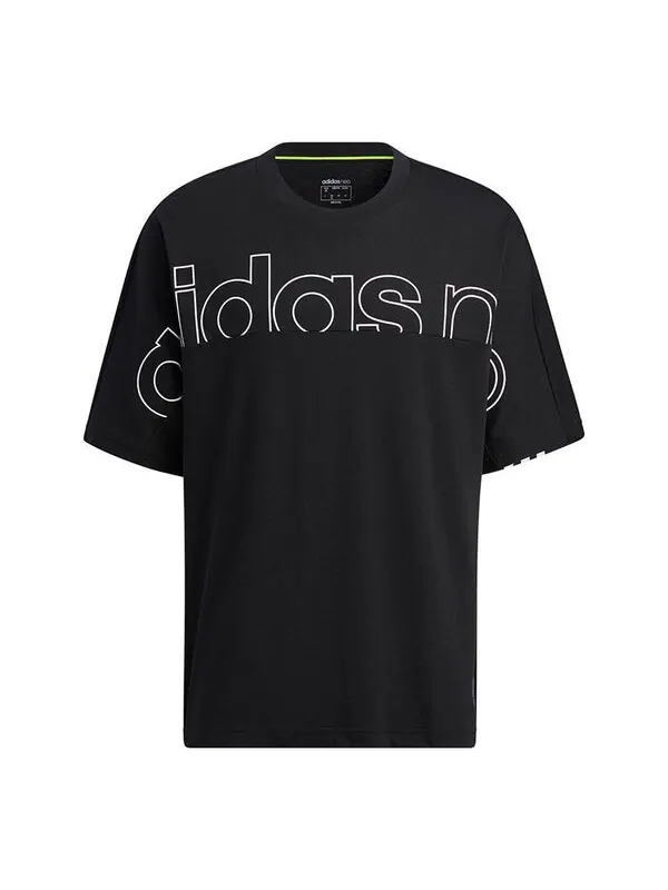 Футболка neo m brlv tee2 casual sports round neck short sleeve black Adidas — изображение 1 из 4, черный