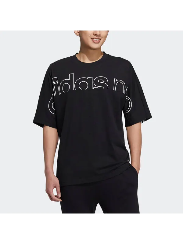 Футболка neo m brlv tee2 casual sports round neck short sleeve black Adidas — изображение 2 из 4, черный