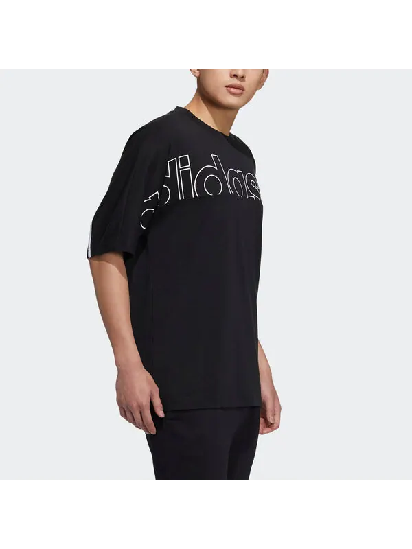 Футболка neo m brlv tee2 casual sports round neck short sleeve black Adidas — изображение 4 из 4, черный